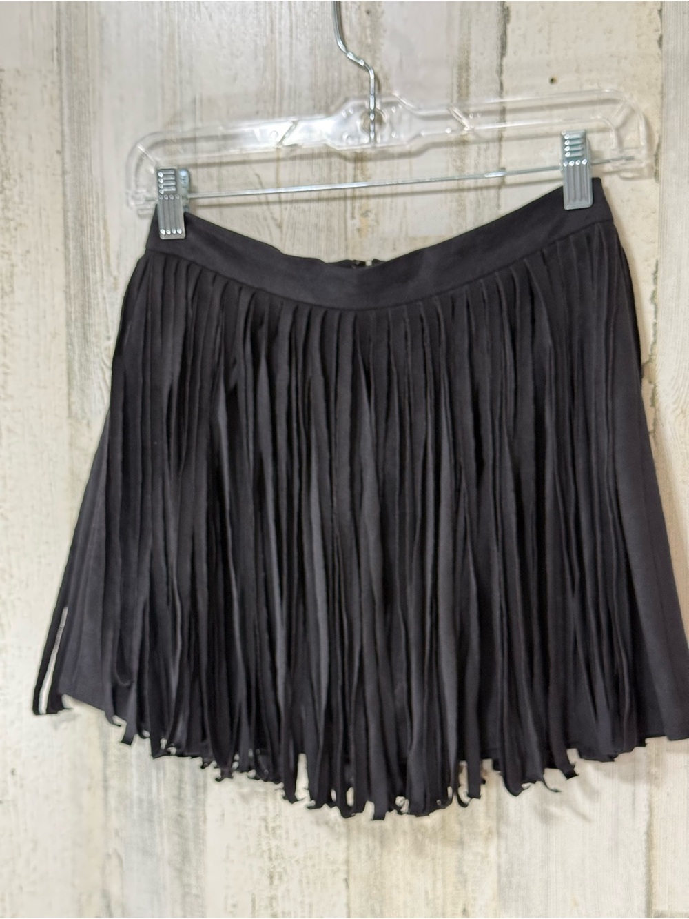 5/48 Black Suede Fringe Super Mini Skirt